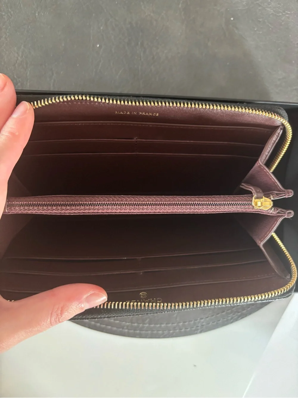 Chanel Caviar leather zip around wallet